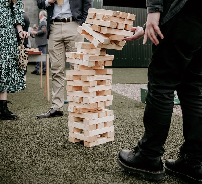 giant wooden jenga wedding garden game