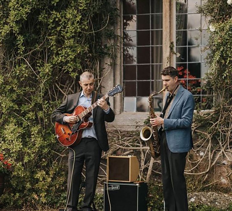 Wedding band duo performing at wedding