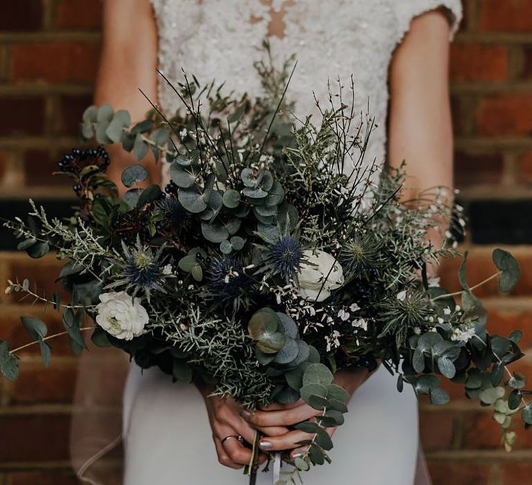 Green foliage wedding bouquet for classic wedding 