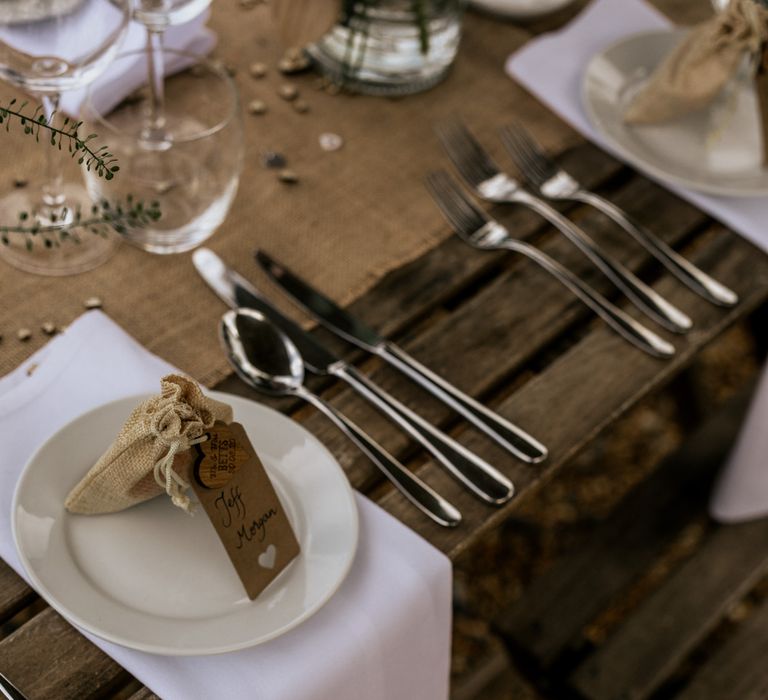 Wedding favours in brown bag 