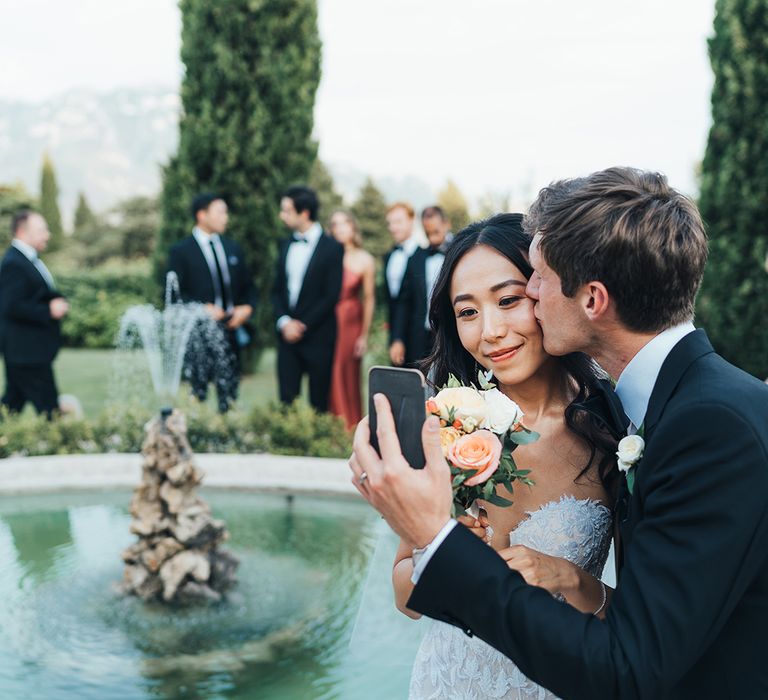 Bride and groom selfie at Ravello wedding