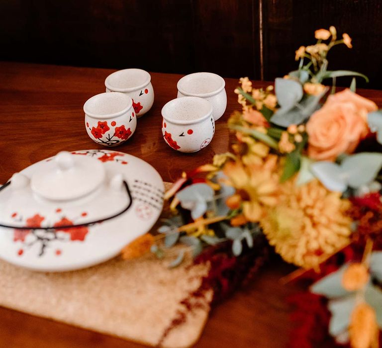 Chinese tea pots for Chinese Tea Ceremony at Broadfield Court wedding