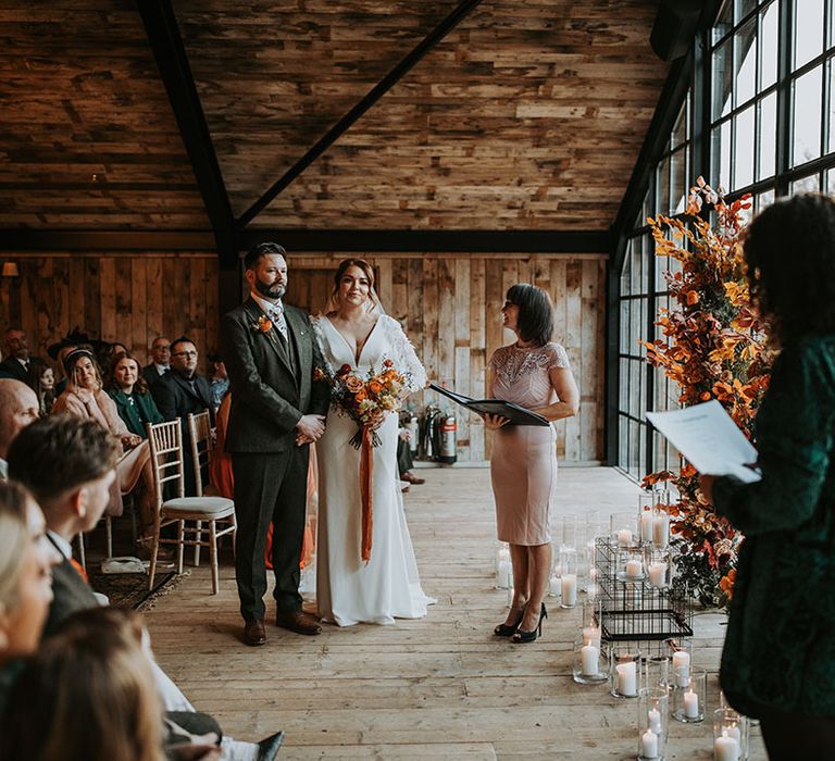 Hidden River Barn in Carlisle wedding venue with large windows for humanist bespoke ceremony