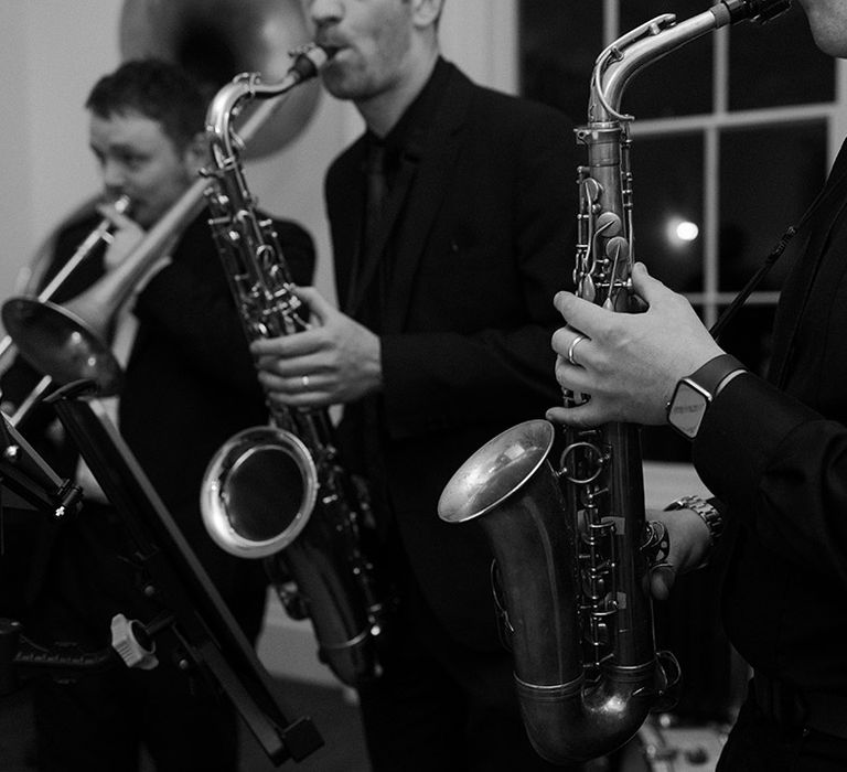 Live 7 piece brass band playing live for the wedding reception 