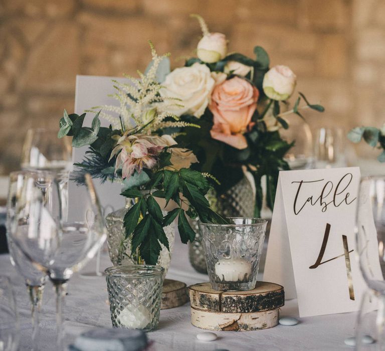 White and gold foil classic table decorations