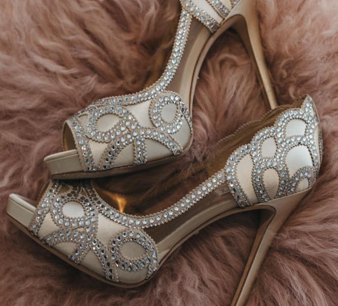 Badgley Mischka bridal shoes with jewel detail 