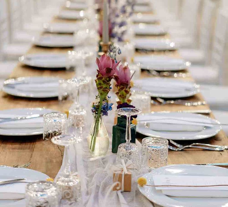 Wedding table decor for outdoor romantic Italian wedding