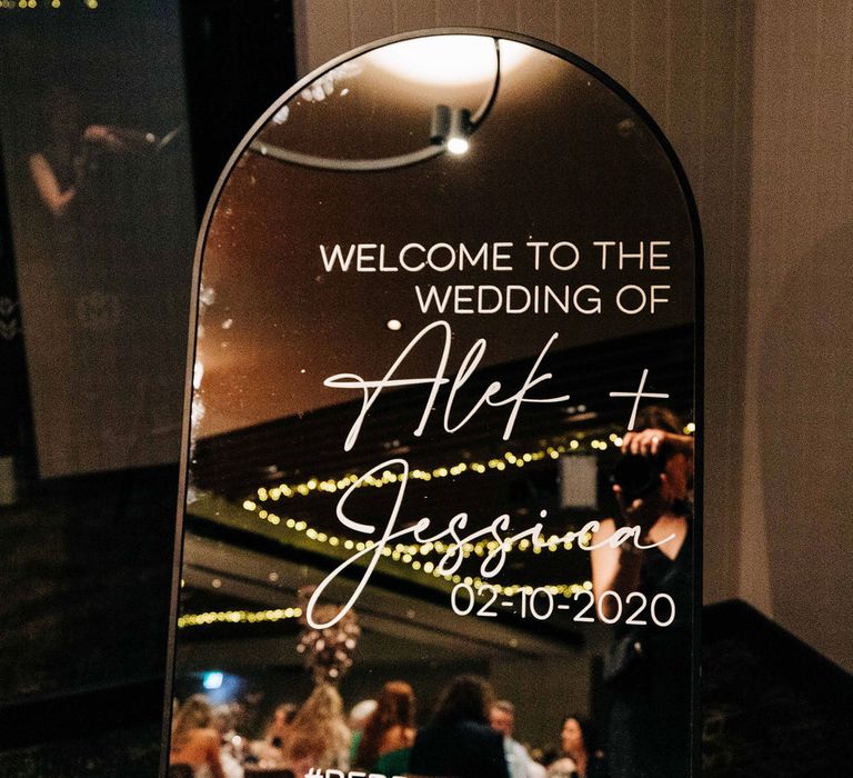 Mirrored wedding sign