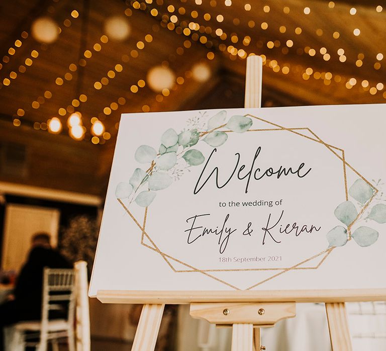 Watercolour eucalyptus design wedding sign