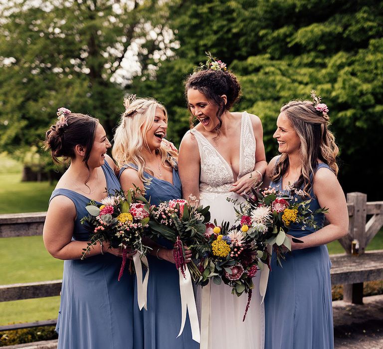 Blue bridesmaid dresses for Spring wedding