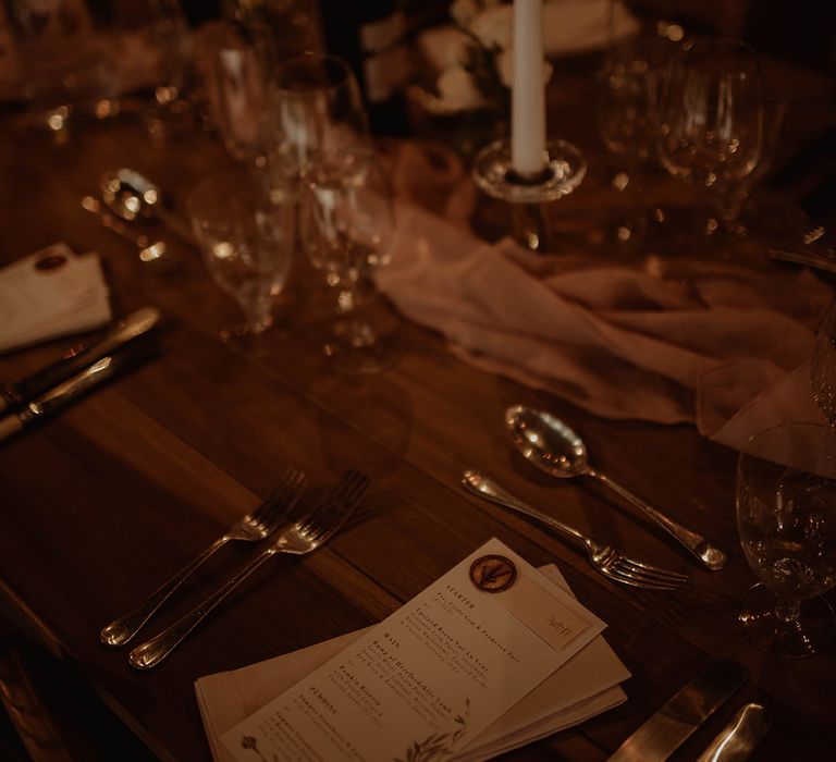 Menu cards by Wonderland invites with wax seals 