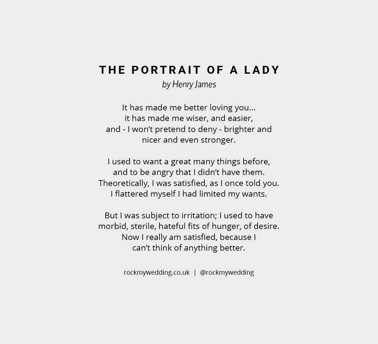 The Portrait Of A Lady by Henry James | Wedding readings from books