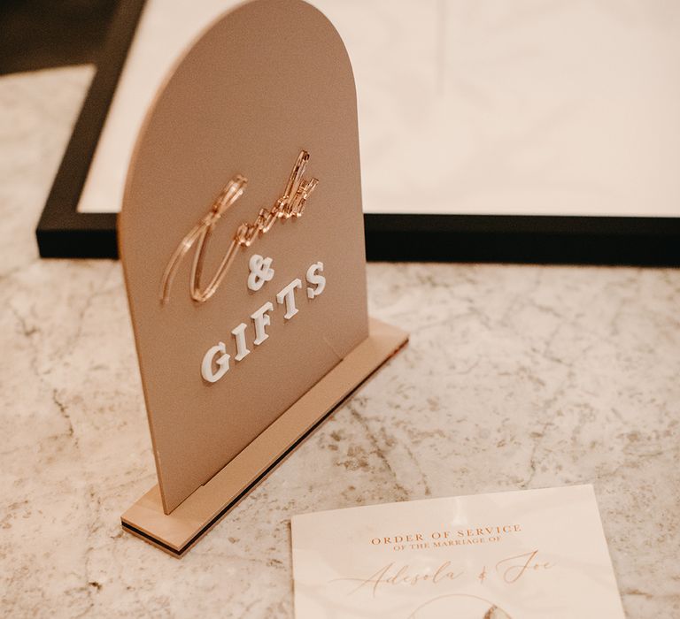 Cards and gifts wedding table signage 