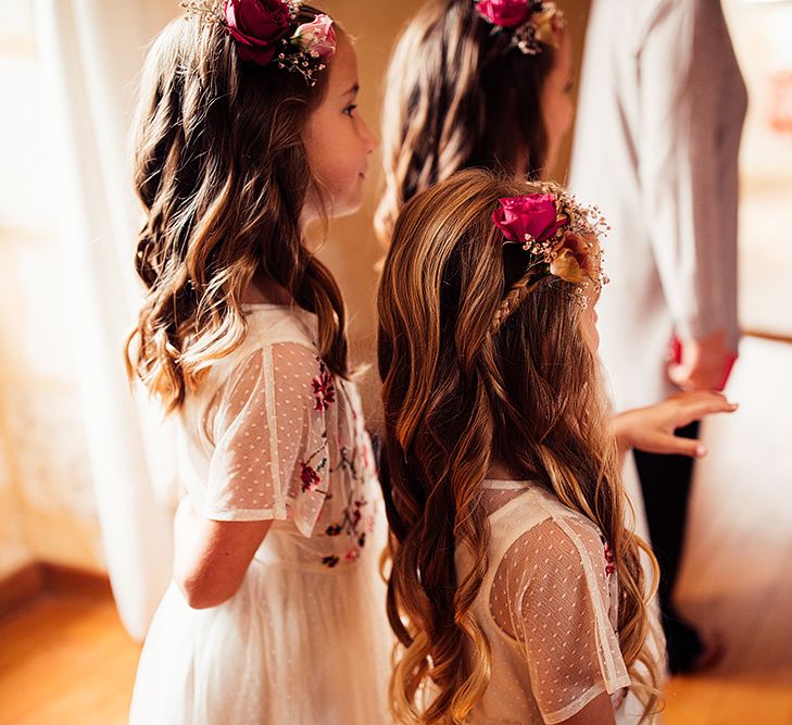 Flower girls during wedding prep