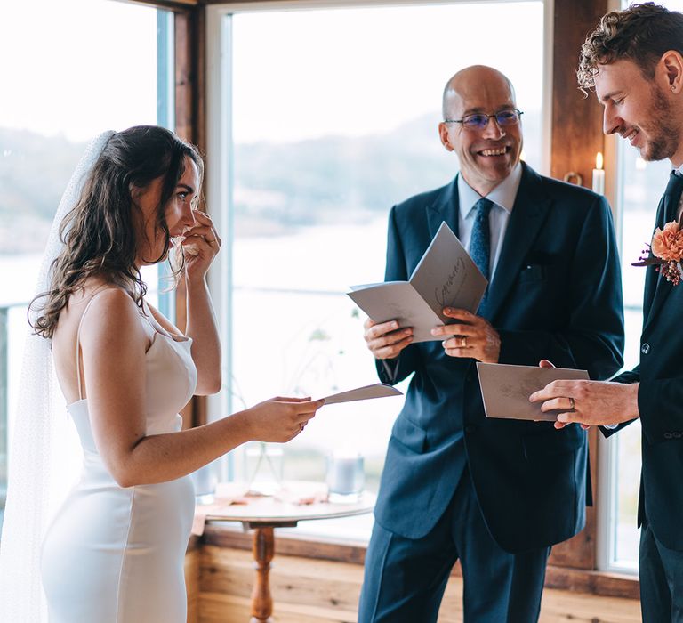 The bride's father initiated the intimate micro-wedding ceremony