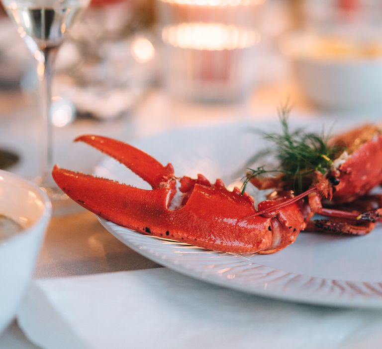 The groom's father prepared a lobster feast