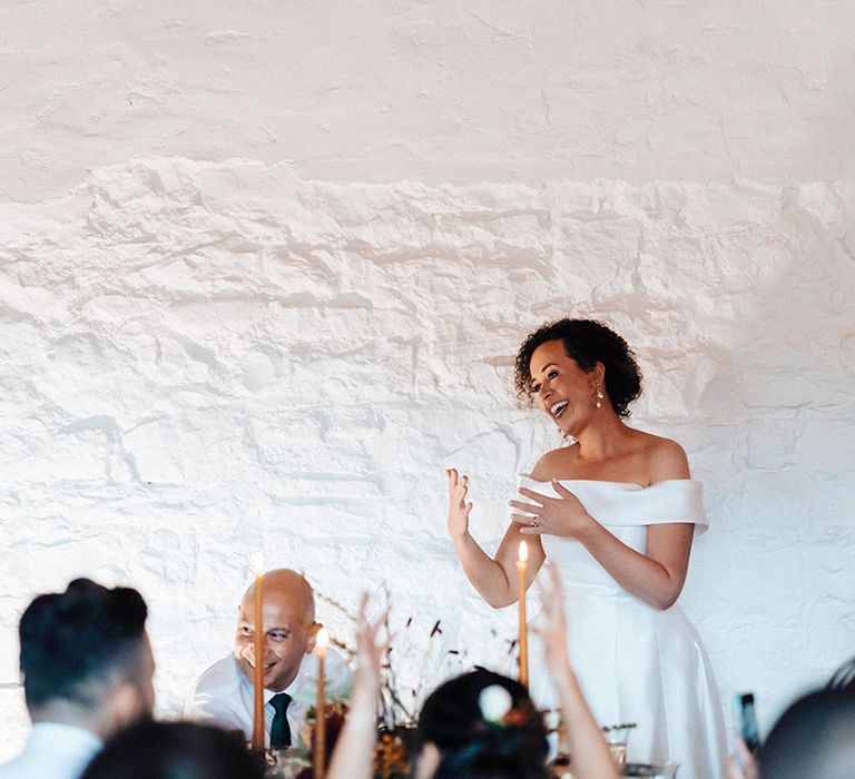 Bride gives a bridal speech in sign language