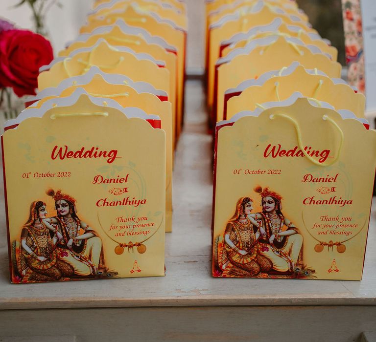 thank you gift bags at Hindu wedding 