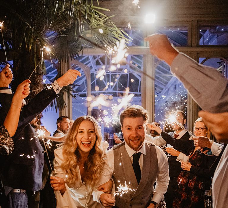 Magical sparkler send off for the bride and groom 