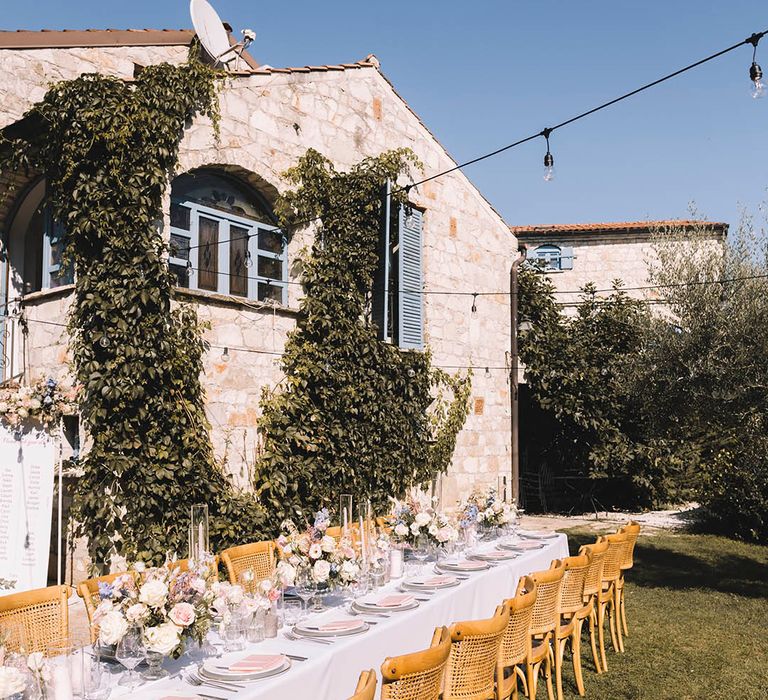 Croatia destination wedding with al fresco dining and a pink pastel theme 