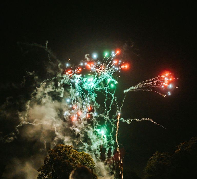 Fireworks display to celebrate the end of the wedding 