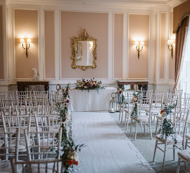 Bowcliffe Hall wedding venue in West Yorkshire ceremony room 