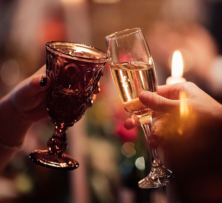 Guests toast the happy couple