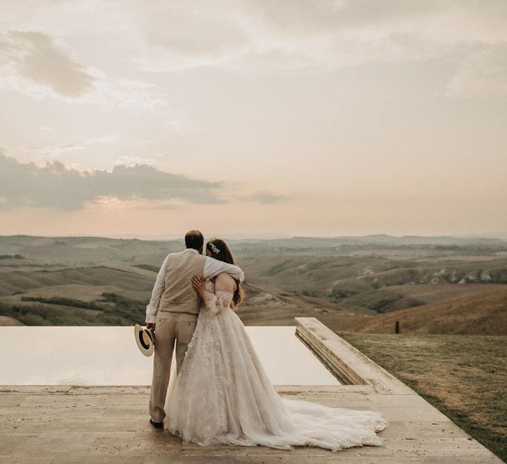 Looking over Tuscany at The Lazy Olive wedding venue