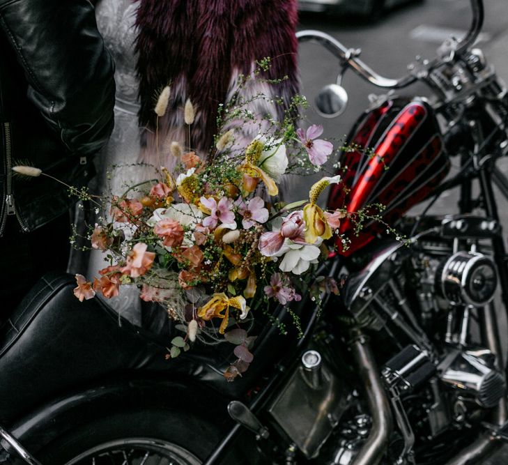 Motorbike featuring brides bouquet 