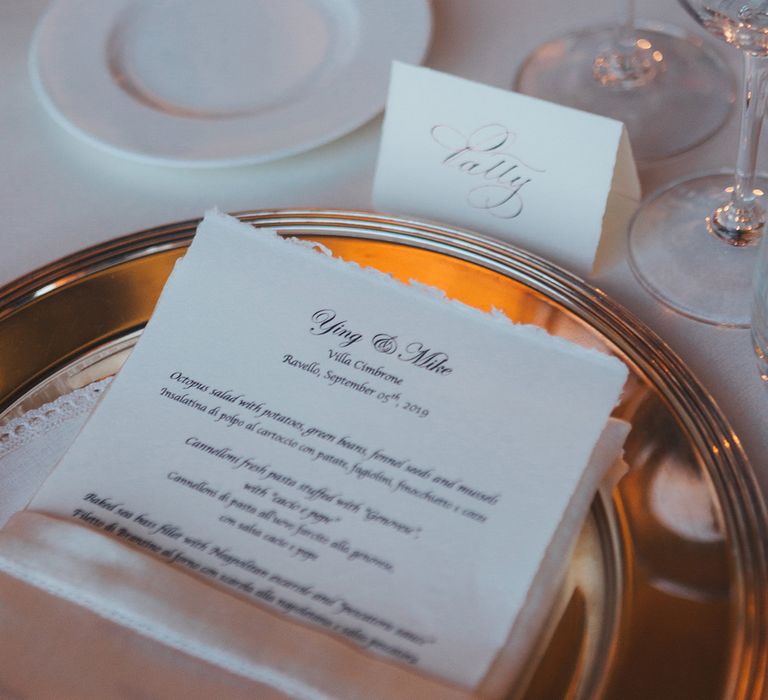 Menu card at place setting 