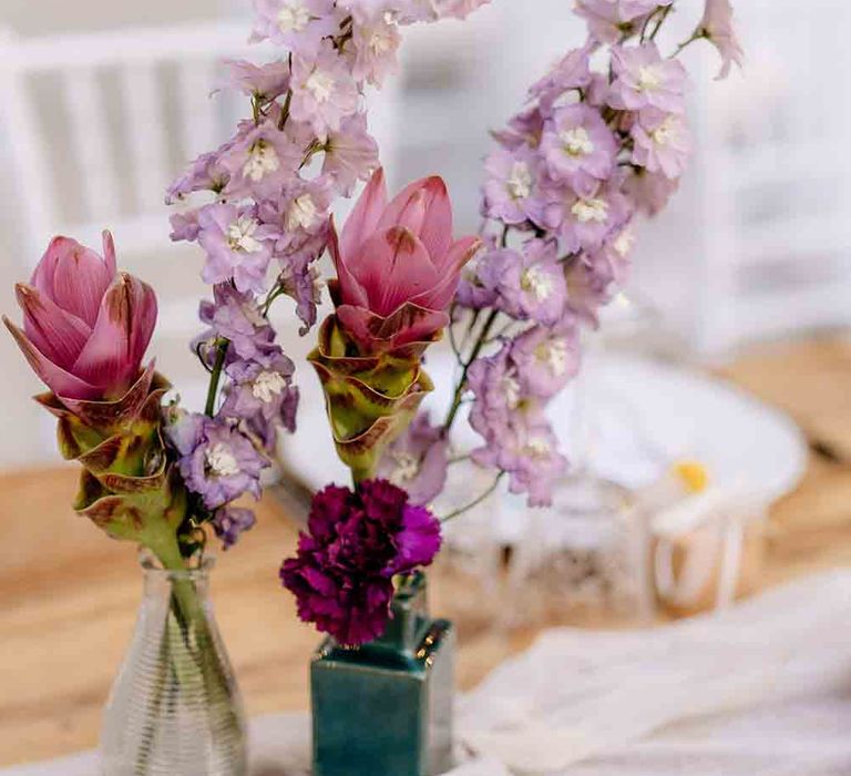 Pink wedding flower decor