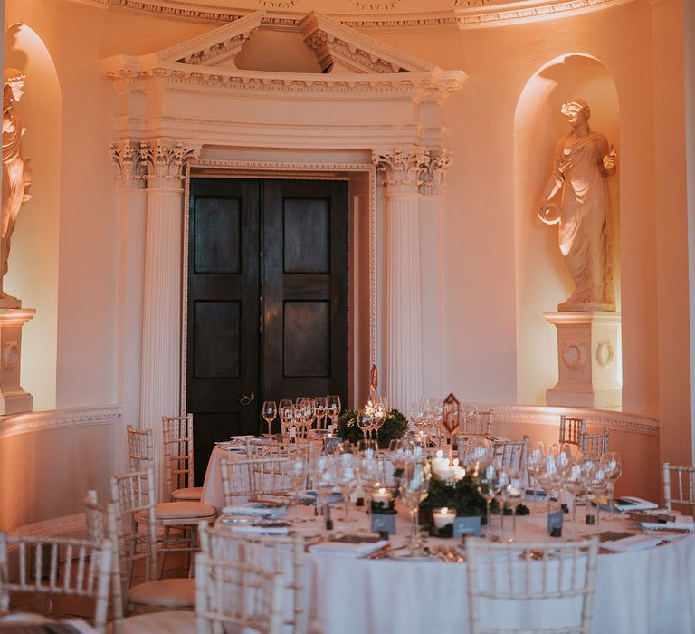 Luxury Kirtlington Park wedding venue with minimal and simple wedding decor 