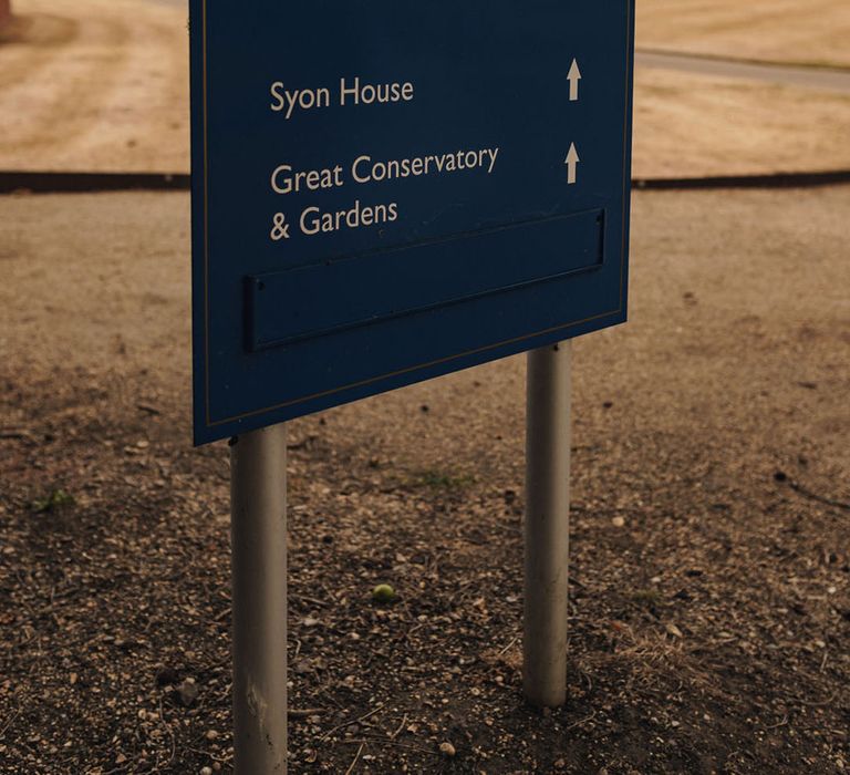 Syon Park and conservatory wedding sign 