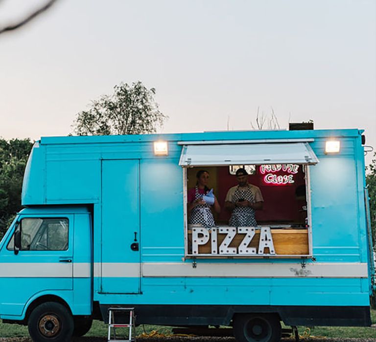 Pizza food truck outdoor food options for guests 