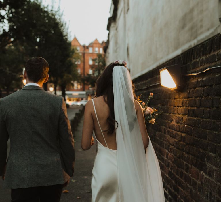 Bride and groom portrait at dusk by Alba Turnbull Photography