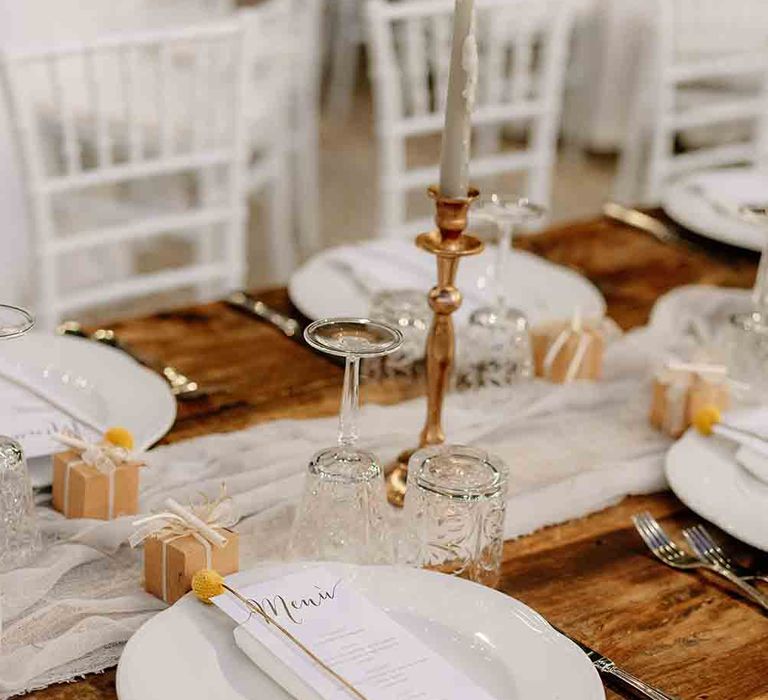 Wedding place setting at romantic Italian wedding