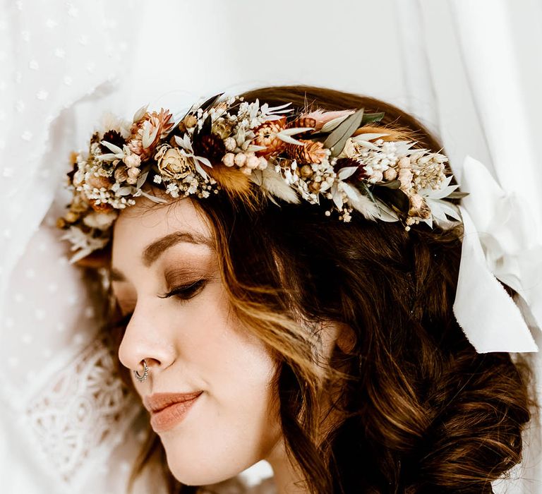 natural dried flower crown by luna and wild 