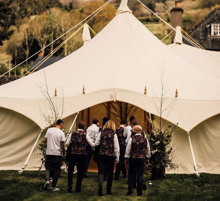 Marquee at home wedding in Wales 