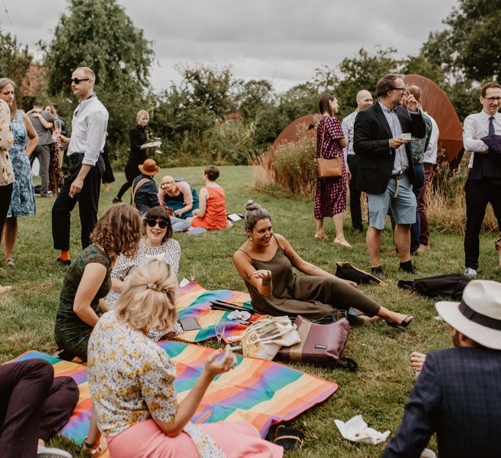 rainbow wedding blankets for outdoor wedding 