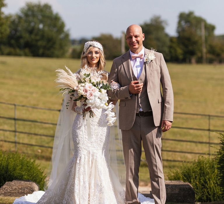 Father of the bride and daughter wedding ceremony entrance 