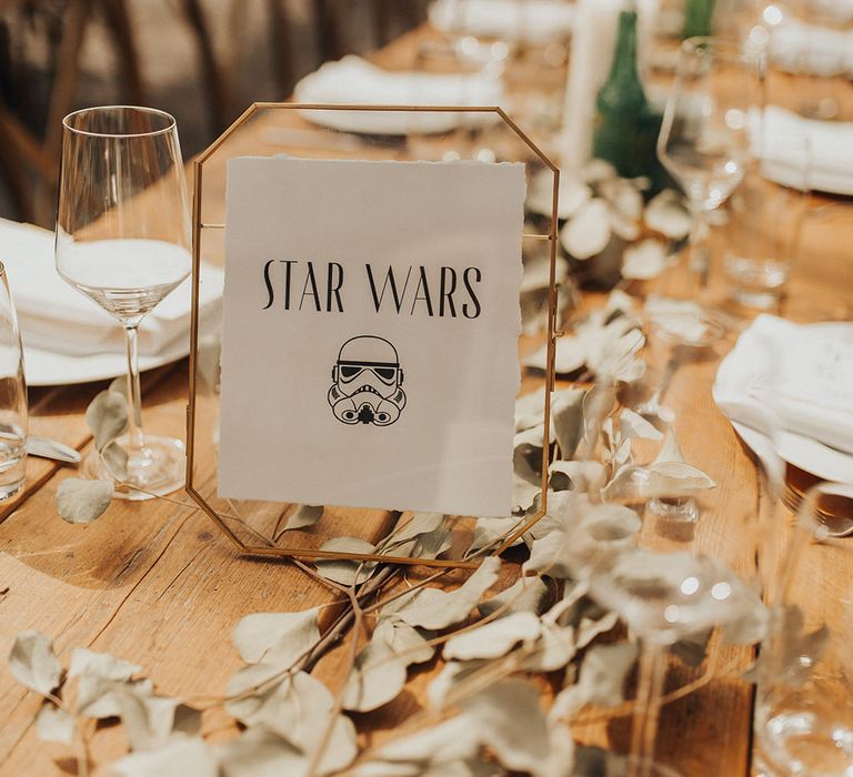 Movie themed wedding table name ideas with Star Wars and more 