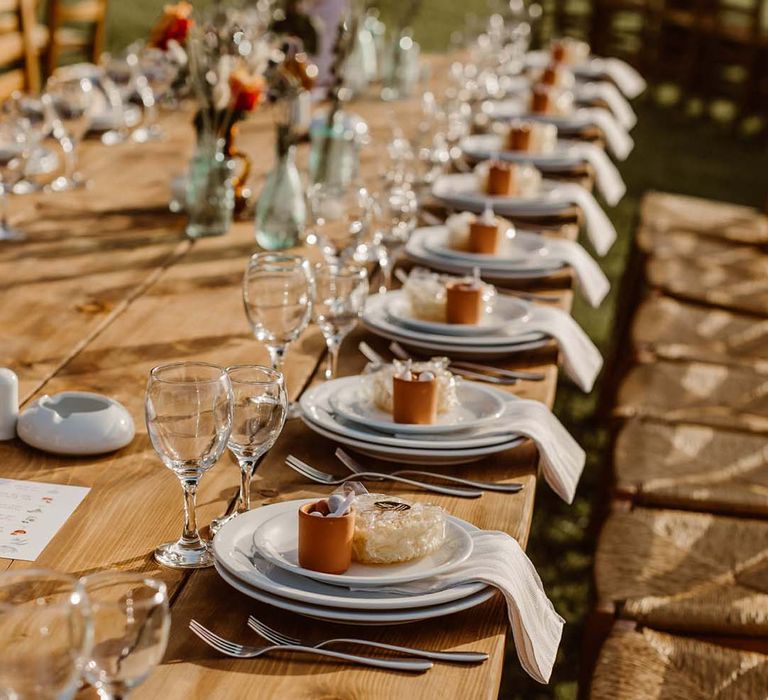 wedding table decorations at Greece destination wedding