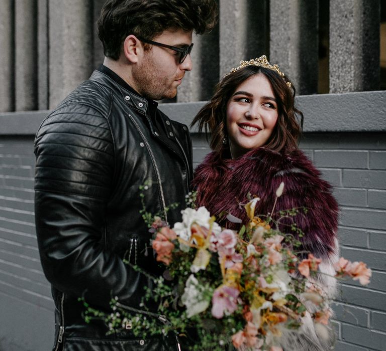 Bride & groom in edgy New York elopement 