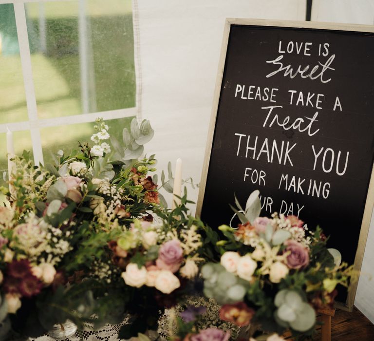 Chalkboard wedding sign