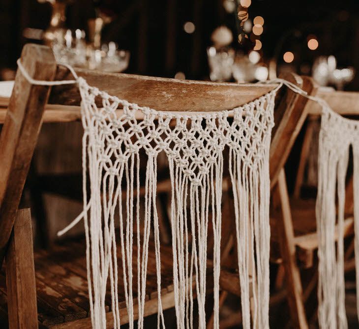 Macrame wedding chair back decor 