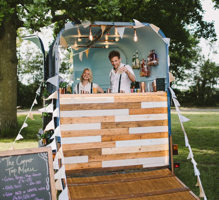 Drinks truck outside wedding venue