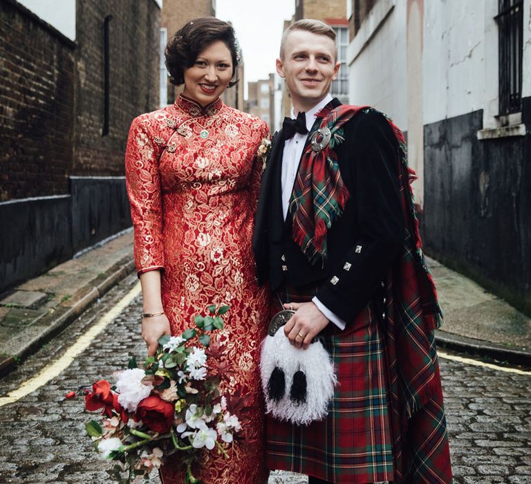 Bride and groom at London elopement