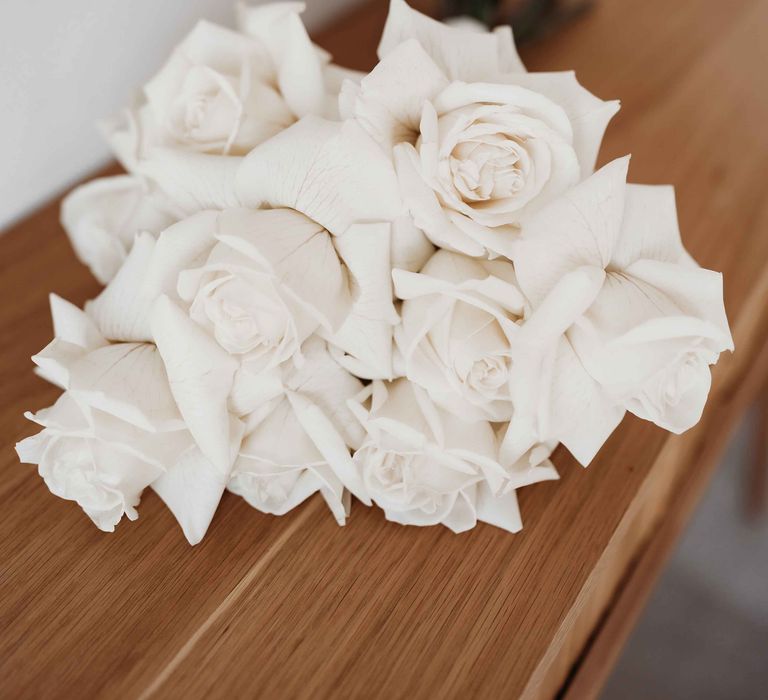 White rose bridal bouquet