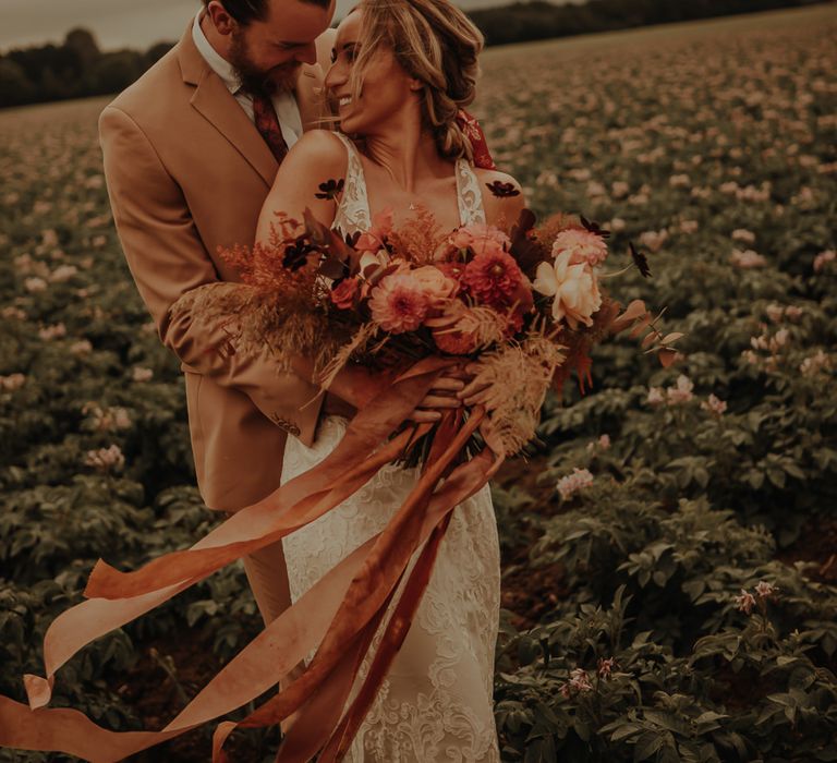 Intimate wedding with orange wedding theme