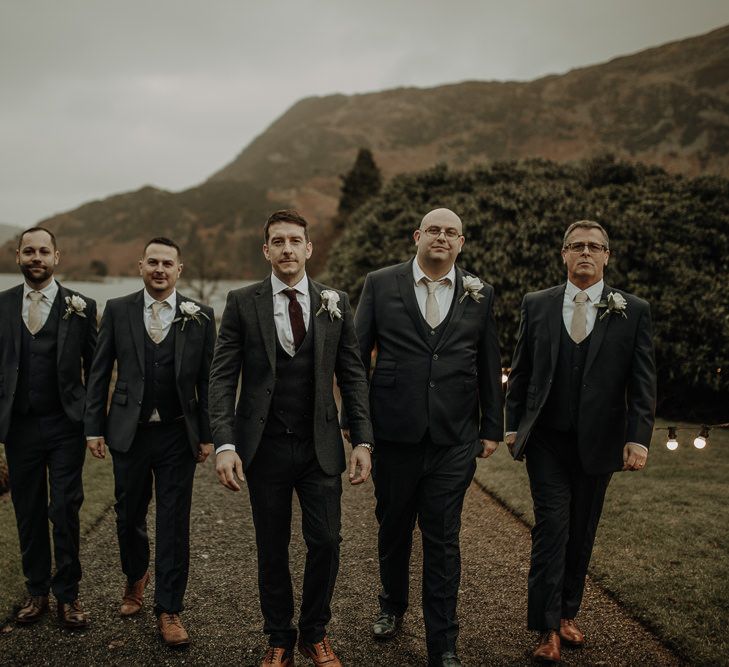 Lake District winter wedding inspiration with stunning views and groomsmen